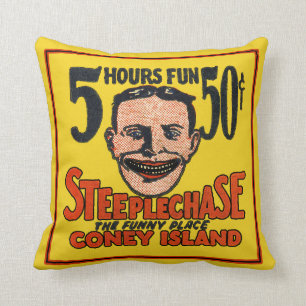 Vintage Coney Island Funny Face Cushion