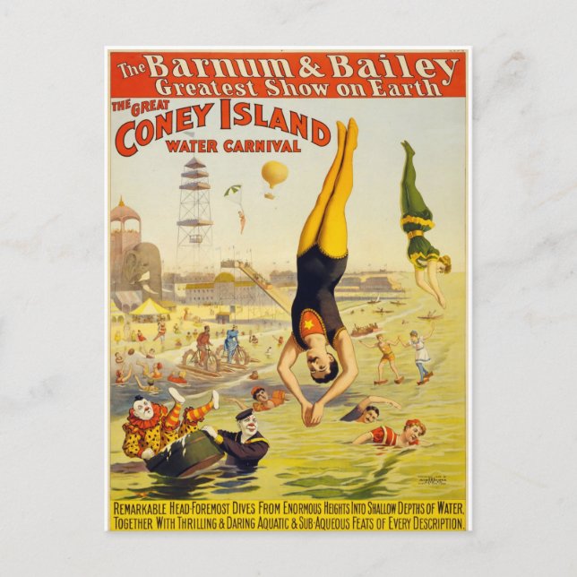 Vintage Coney Island Water Carnival Postcard (Front)