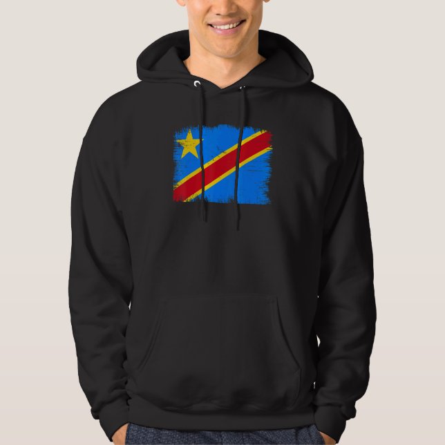 Vintage Congo the Democratic Republic Flag Congole Hoodie (Front)