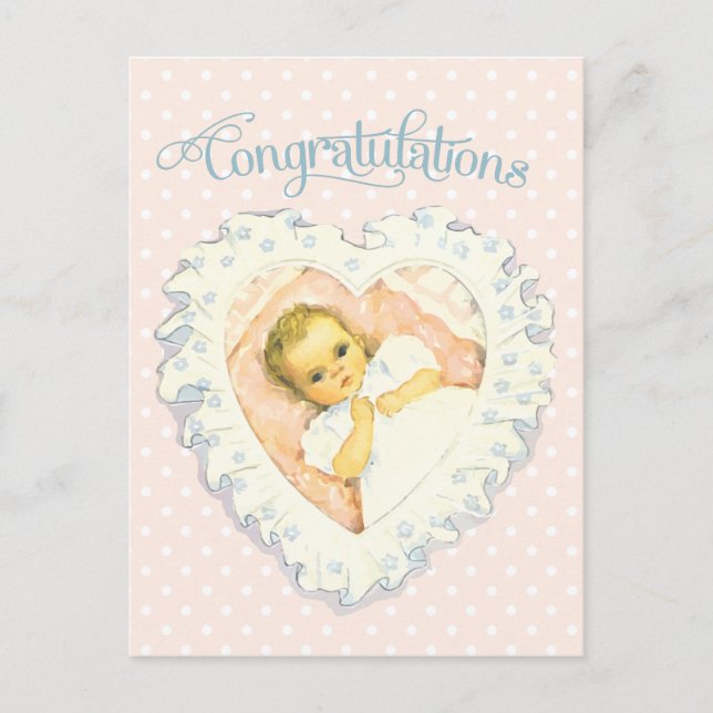 Vintage Congratulations for New Baby Postcard (Front)