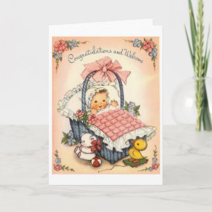 Vintage - Congratulations & Welcome to Baby, Card