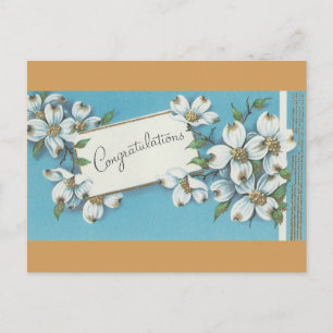 Vintage Congratulations With Dogwood Postcard