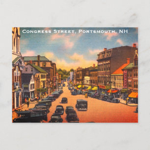 Vintage Congress Street, Portsmouth, NH Photo Postcard