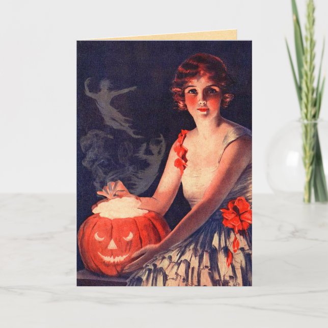 Vintage Conjuring Spirits Halloween Card (Front)