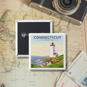 Vintage Connecticut 15 Cm Square Badge