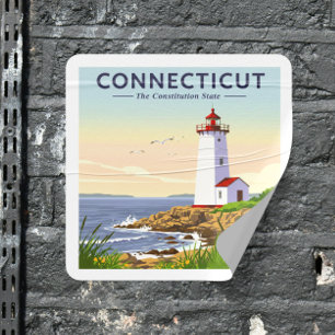 Vintage Connecticut Square Sticker