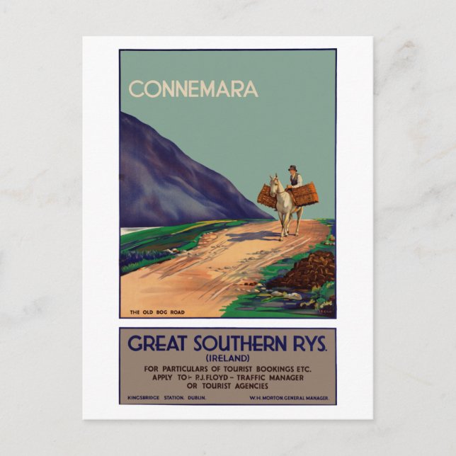 Vintage Connemara Ireland Travel Poster Postcard (Front)
