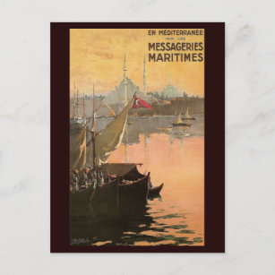 Vintage Constantinople Travel Advertisement Postcard