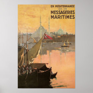 Vintage Constantinople Travel Advertisement Poster