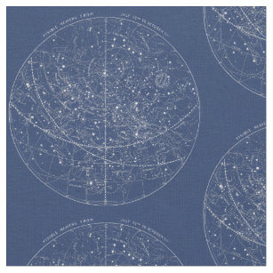 Vintage Constellation Map (Navy) Fabric