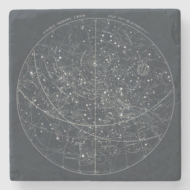 Vintage Constellation Map Stone Coaster (Front)