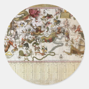 Vintage Constellation Star Map by Backer and Broen Classic Round Sticker