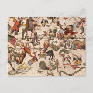 Vintage Constellation Star Map by Backer and Broen Postcard