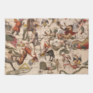 Vintage Constellation Star Map by Backer and Broen Tea Towel