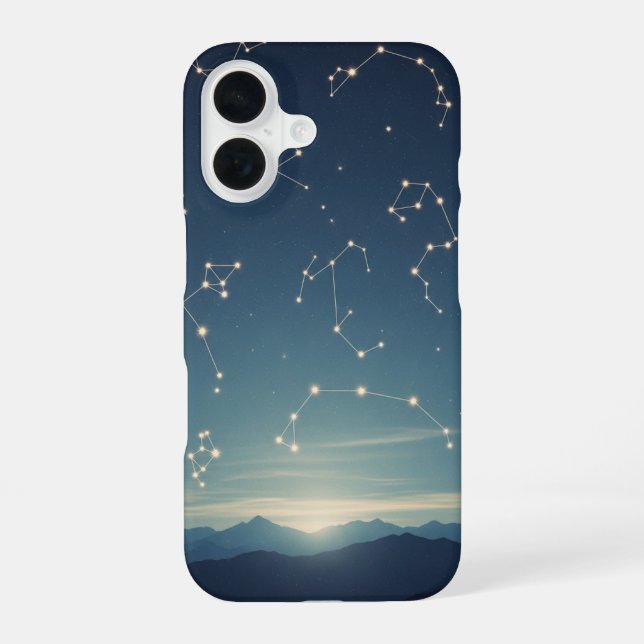 Vintage Constellations above the Mountains iPhone 16 Case (Back)