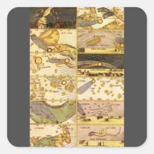 Vintage Constellations, Antique Astronomy & Stars Square Sticker