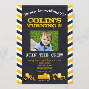 Vintage Construction Birthday Party Invitation