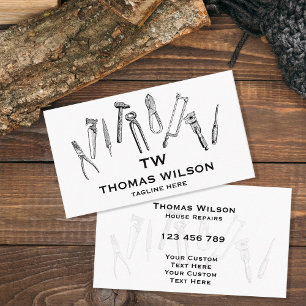 Vintage Construction Handyman Carpenter Tools Busi Business Card