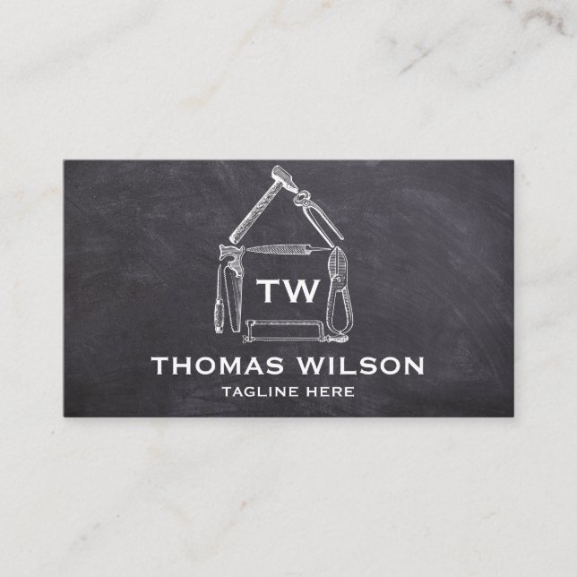 Vintage Construction Handyman Carpenter Tools Business Card (Front)