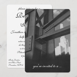 Vintage Construction Skyscrapers Retirement Party Invitation