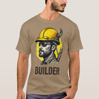 Vintage Construction Worker Hard Hat Design T-Shirt