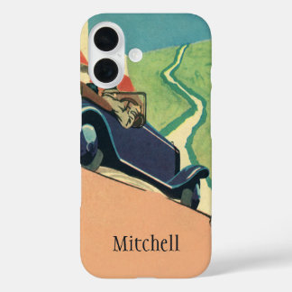 Vintage Convertible Car Road Trip in the Country iPhone 16 Case