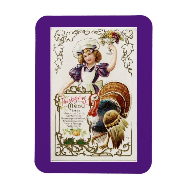 Vintage Cook With Turkey Magnet (Vertical)