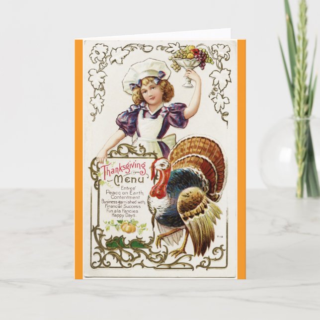 Vintage Cook With Turkey Thanksgiving Day Card (Front)