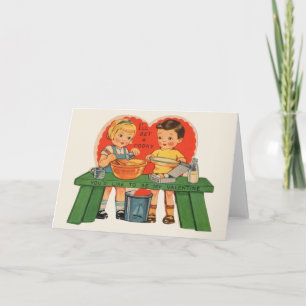 Vintage Cookie Baking Valentine's Day Card