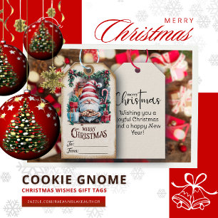 Vintage Cookie Gnome Christmas Wishes Gift Tag