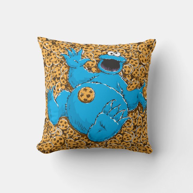 Vintage Cookie Monster and Cookies Cushion (Front)