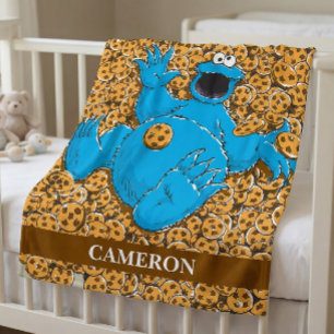 Vintage Cookie Monster and Cookies Fleece Blanket