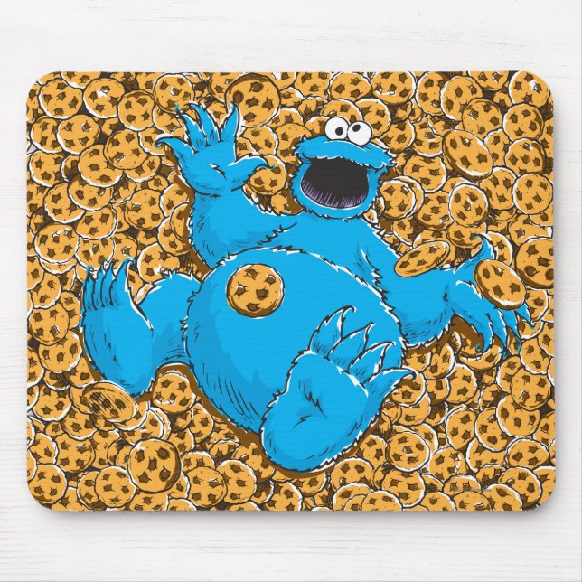 Vintage Cookie Monster and Cookies Mouse Mat (Front)