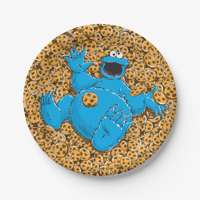 Vintage Cookie Monster and Cookies Paper Plate (Front)