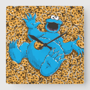 Vintage Cookie Monster and Cookies Square Wall Clock