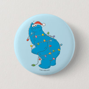 Vintage Cookie Monster Christmas Lights 6 Cm Round Badge