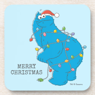 Vintage Cookie Monster Christmas Lights Coaster