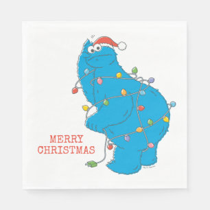 Vintage Cookie Monster Christmas Lights Napkin