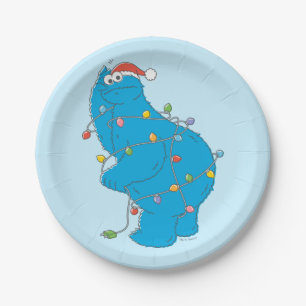 Vintage Cookie Monster Christmas Lights Paper Plate
