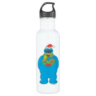 Vintage Cookie Monster Christmas Wreath 710 Ml Water Bottle
