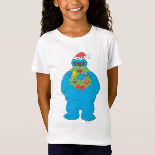Vintage Cookie Monster Christmas Wreath T-Shirt