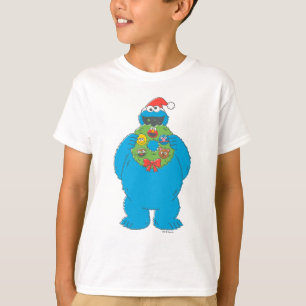 Vintage Cookie Monster Christmas Wreath T-Shirt
