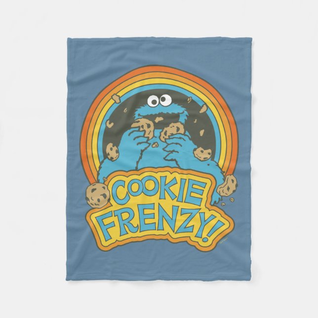 Vintage Cookie Monster | Cookie Frenzy Fleece Blanket (Front)