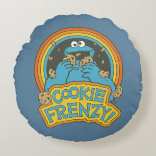 Vintage Cookie Monster Cookie Frenzy Round Cushion