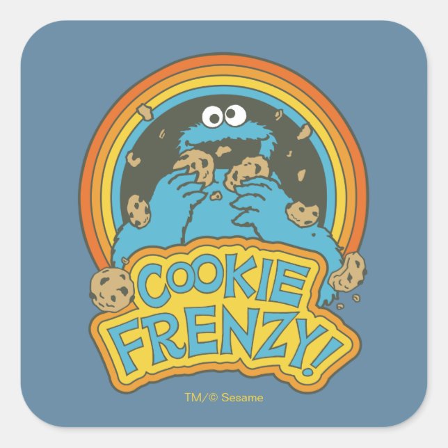 Vintage Cookie Monster | Cookie Frenzy Square Sticker (Front)