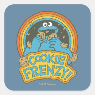 Vintage Cookie Monster Cookie Frenzy Square Sticker