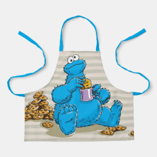 Vintage Cookie Monster Eating Cookies Apron