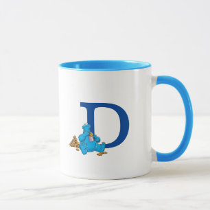Vintage Cookie Monster Eating Cookies Monogram D Mug