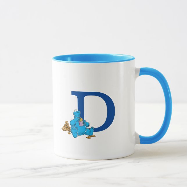 Vintage Cookie Monster Eating Cookies Monogram D Mug (Right)