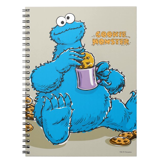 Vintage Cookie Monster Eating Cookies Notebook (Front)